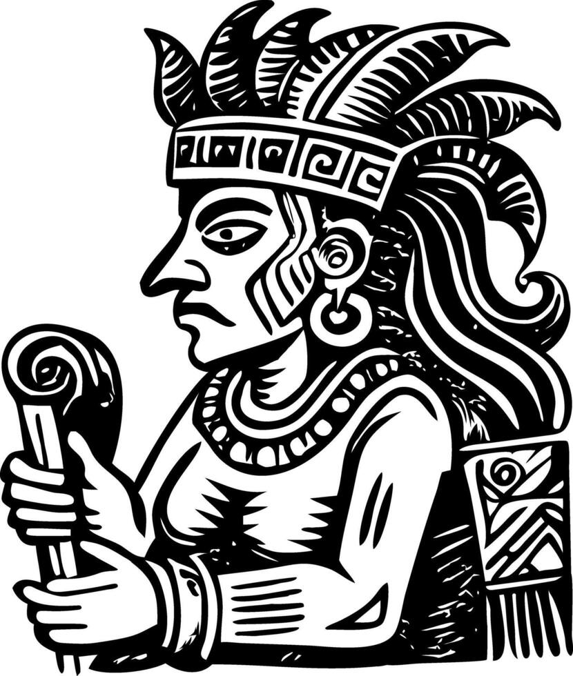 A vintage style illustration of a maya scribe vector