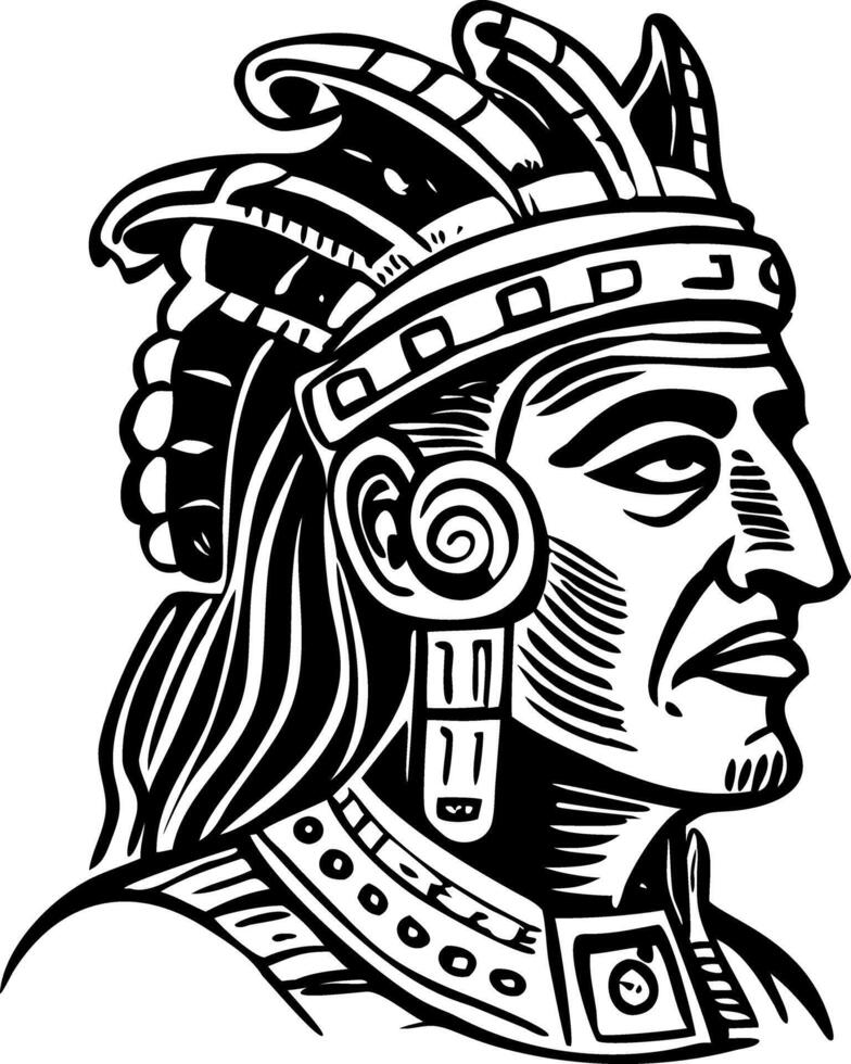 Maya king illustration in vintage style vector