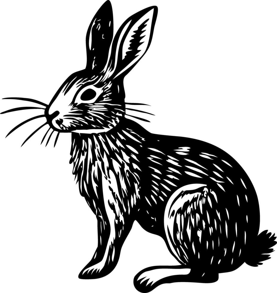 A vintage style illustration of rabbit vector
