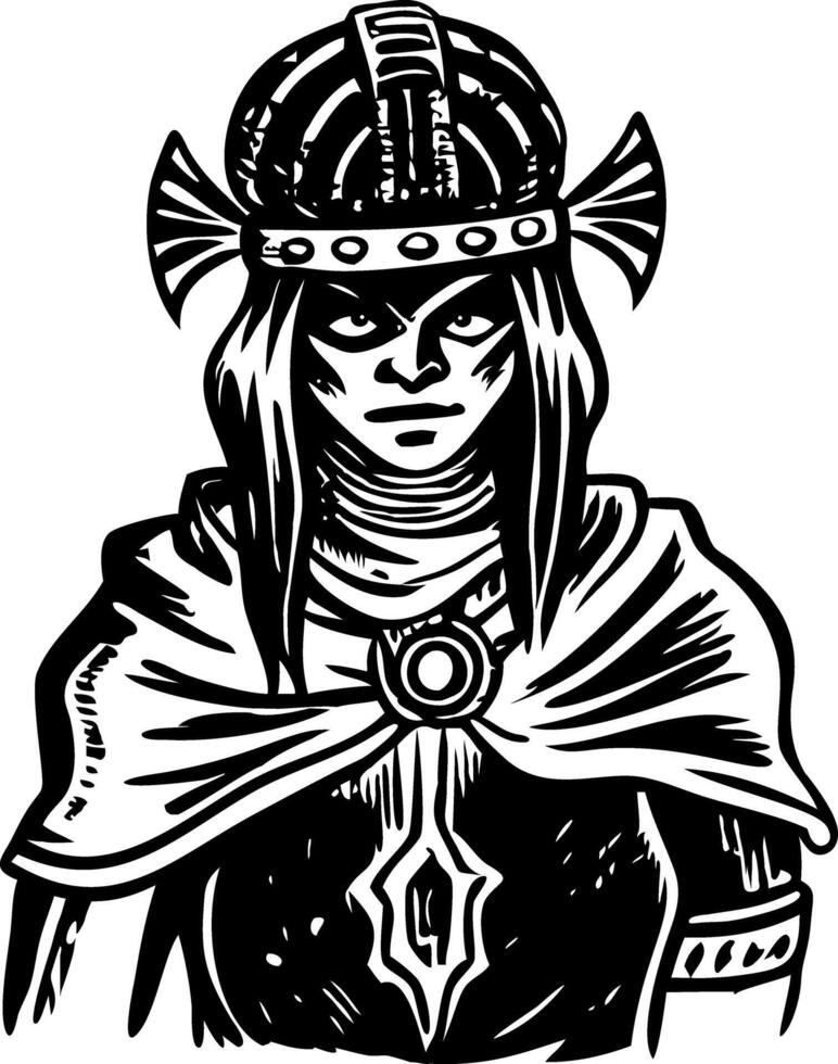 A glyph style illustration of a maya priest vector