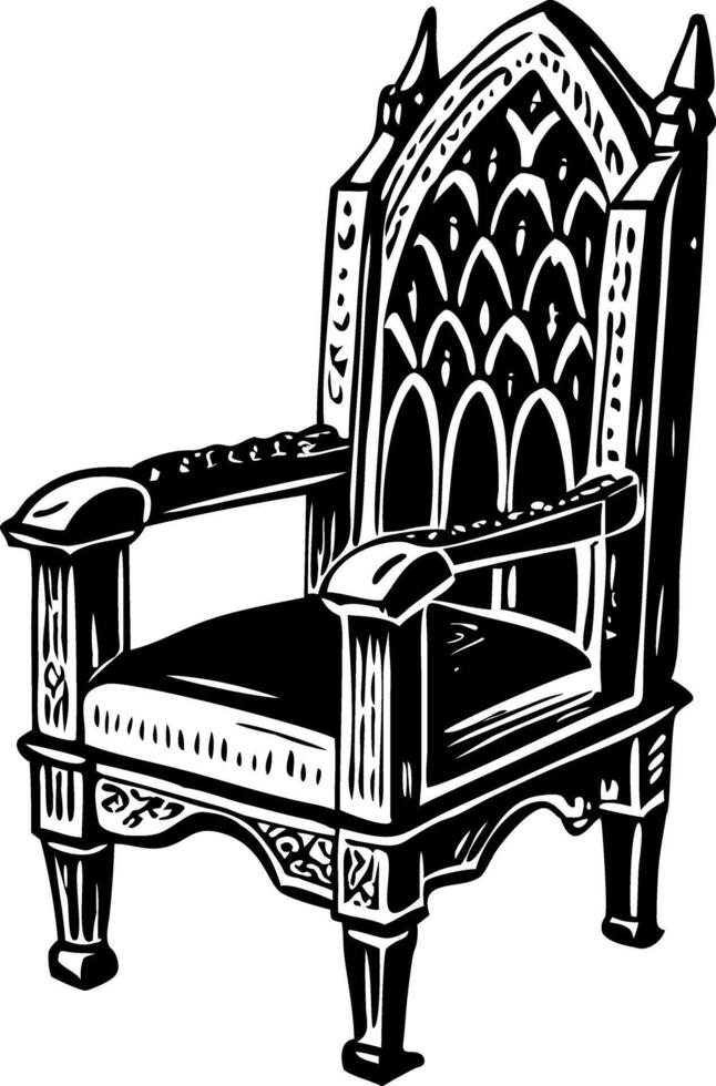 A hand drawn illustration of a gothic armchair vector