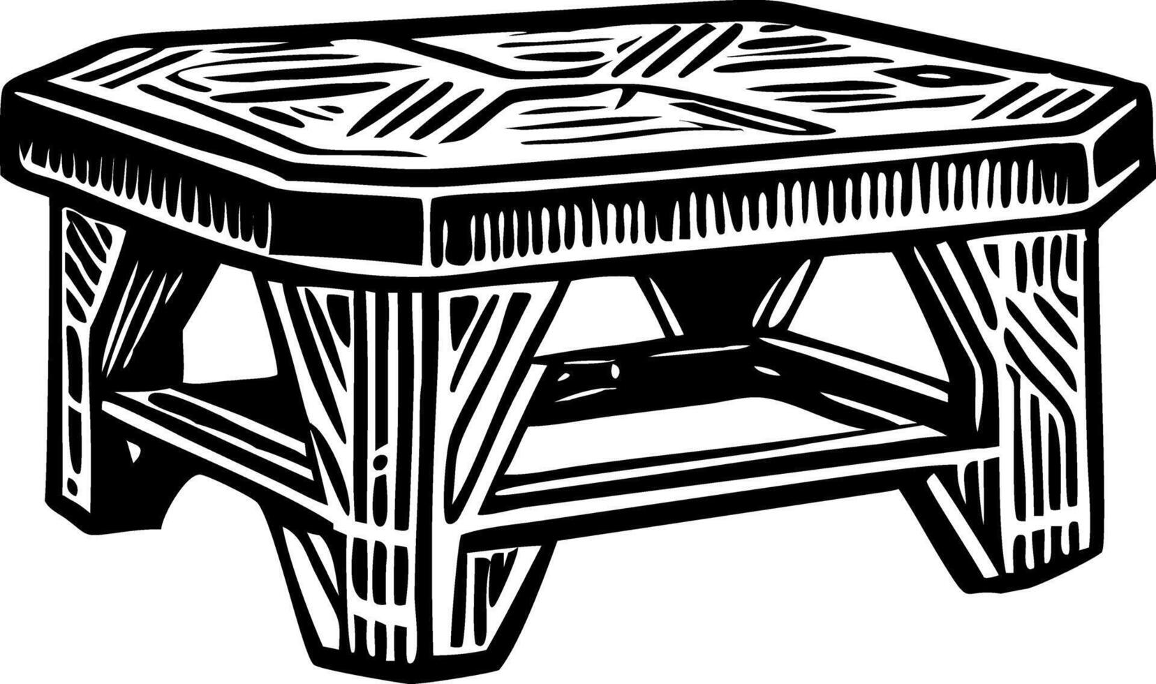 Coffee table illustration in hand drawn style vector
