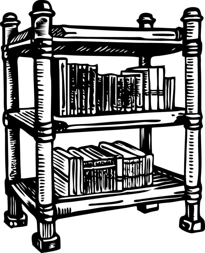 A sketchy style illustration of a bookshelf vector