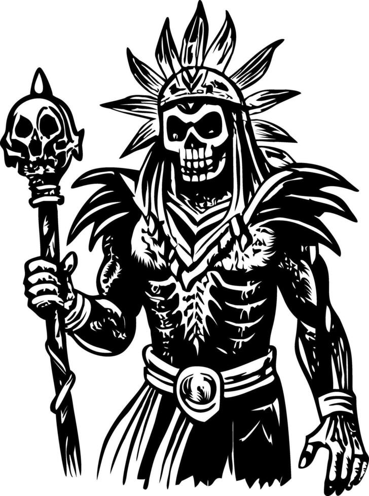 Maya death god illustration in vintage style vector