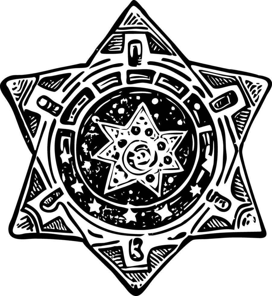 A glyph style illustration of a maya star vector
