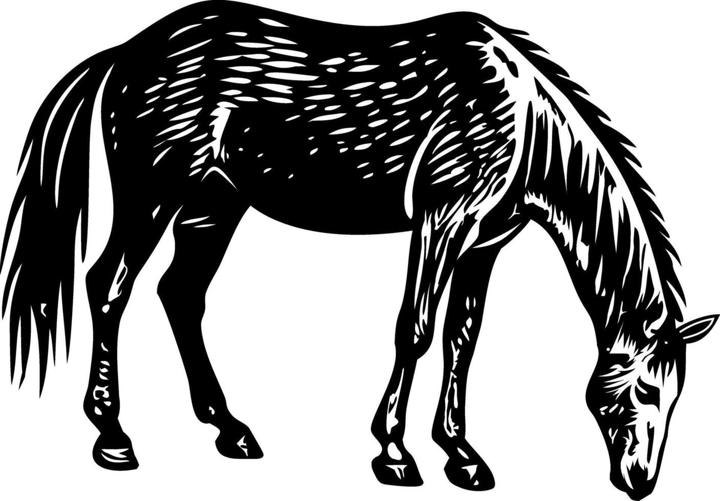Grazing horse illustration in vintage style vector