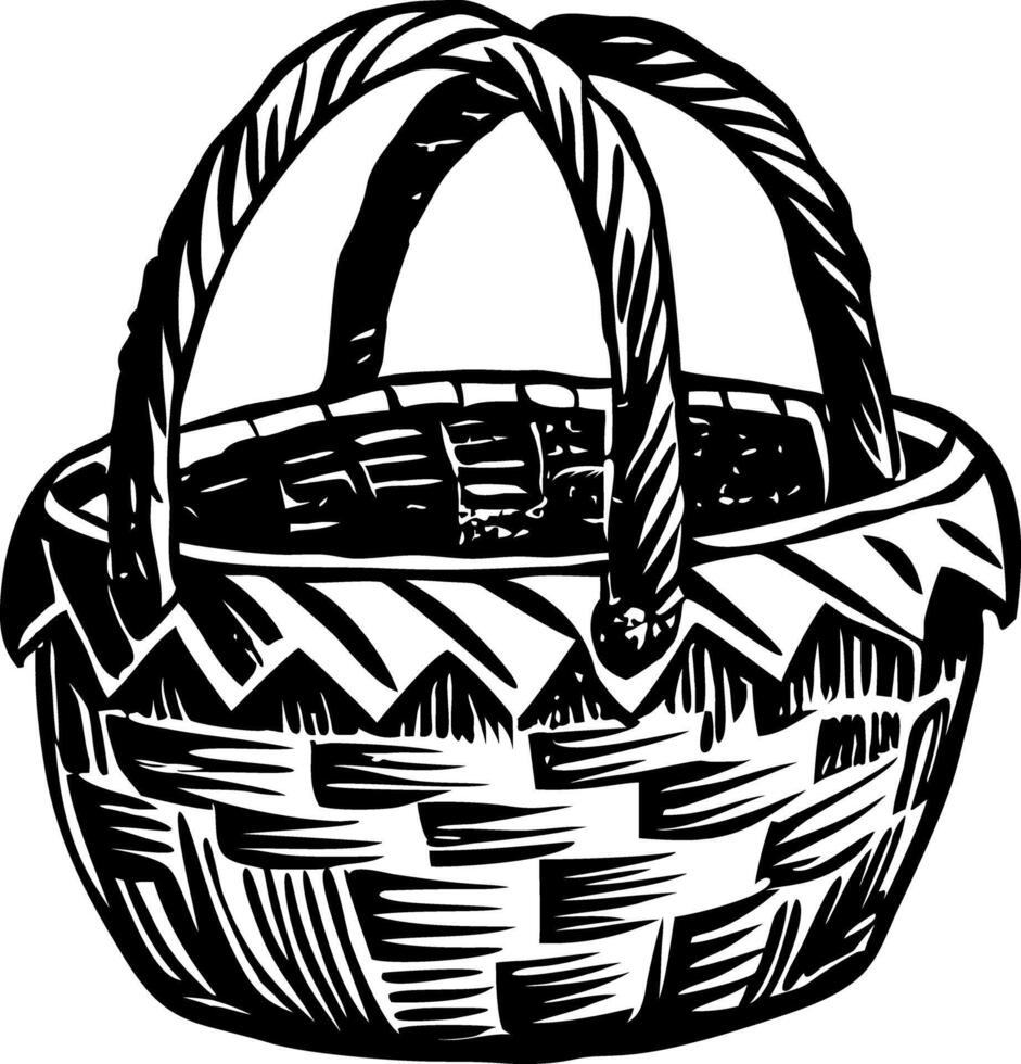 A vintage style illustration of handwoven basket vector