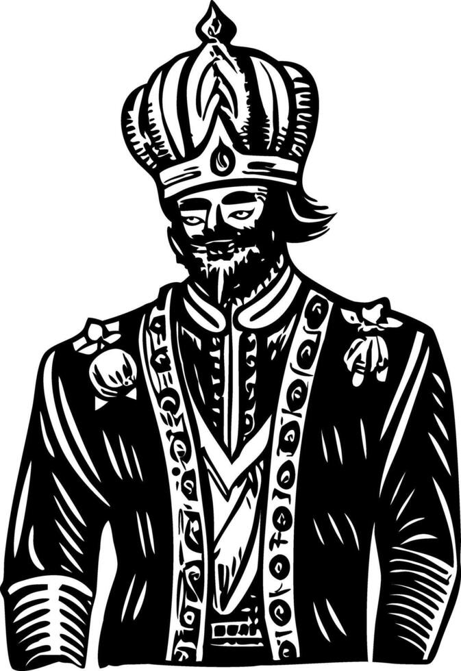 Ancient character wearing royal attire, vintage illustration vector