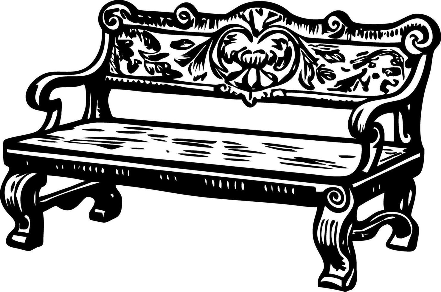 A vintage style illustration of a wooden bench vector