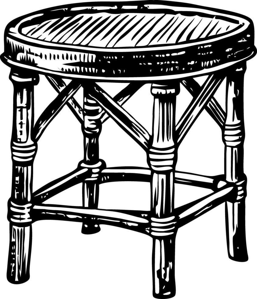 A vintage style illustration of bamboo table vector