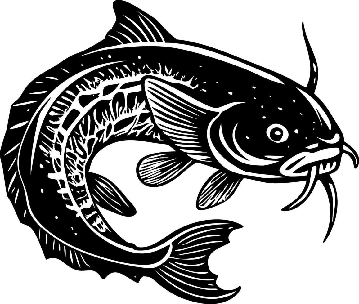 A sketchy style illustration of catfish vector