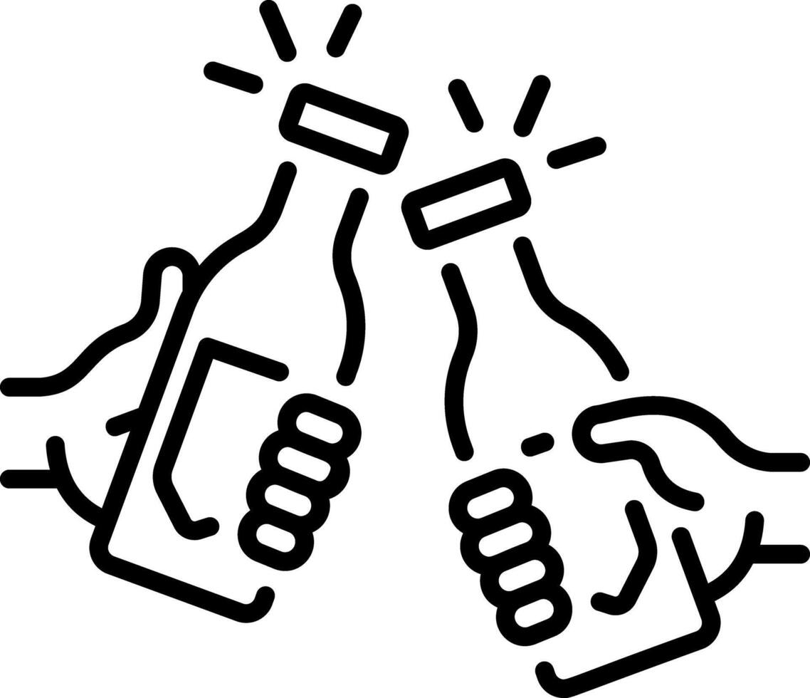 A linear style icon of bottle cheers vector