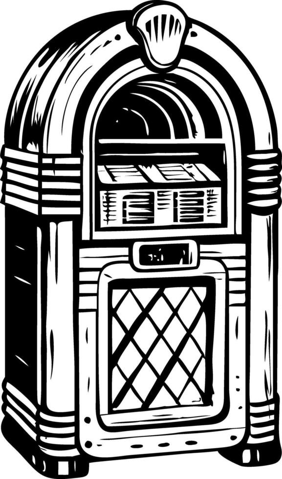 A vintage jukebox illustration in glyph style vector