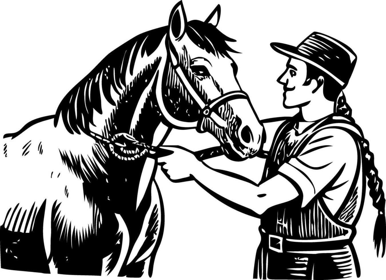 Horse pet illustration in vintage style vector