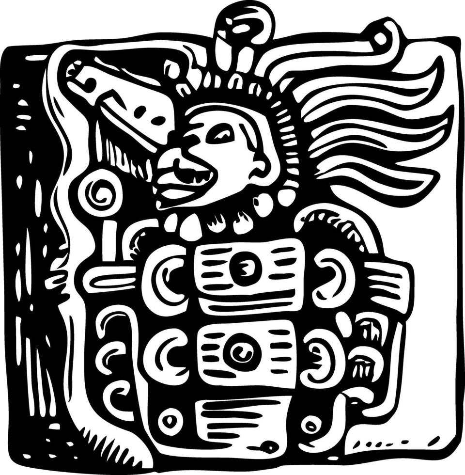 Ancient maya codex illustration in vintage style vector