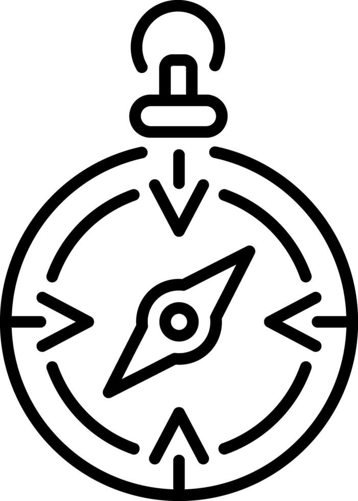 A linear icon depicting a compact travel compass vector