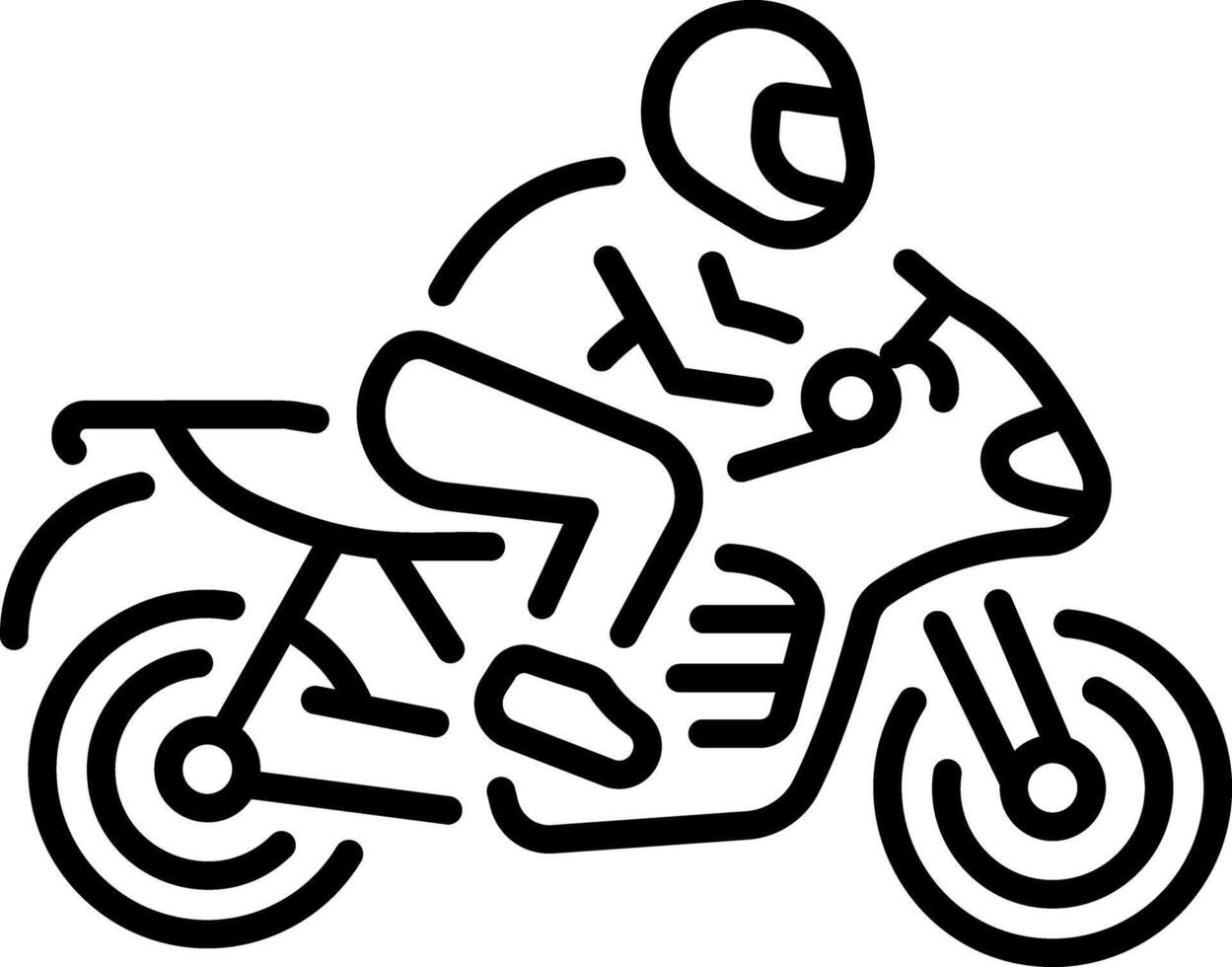 A linear icon depicting the thrill of motorbiking vector