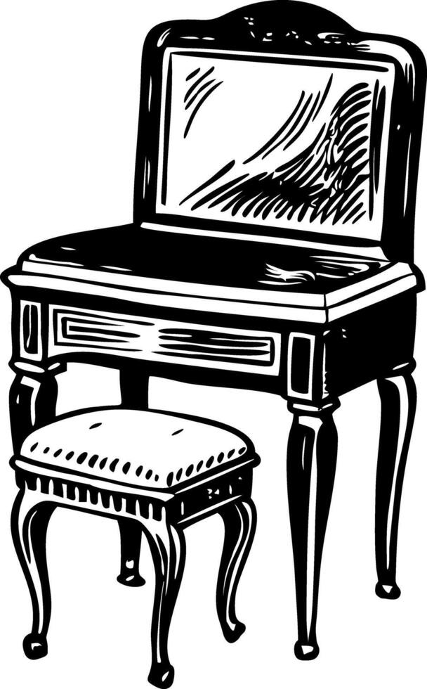 A sketchy style illustration of a vanity stool vector