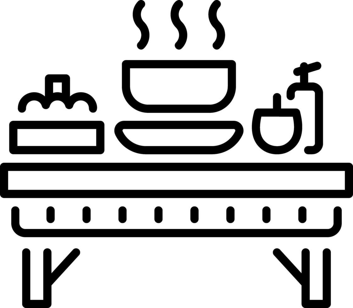 A linear style icon of a buffet table vector