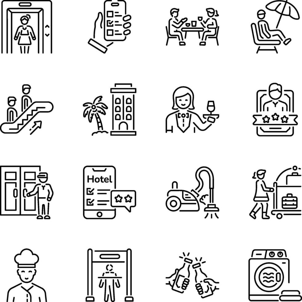 Collection of Linear Style Lodging Icons vector