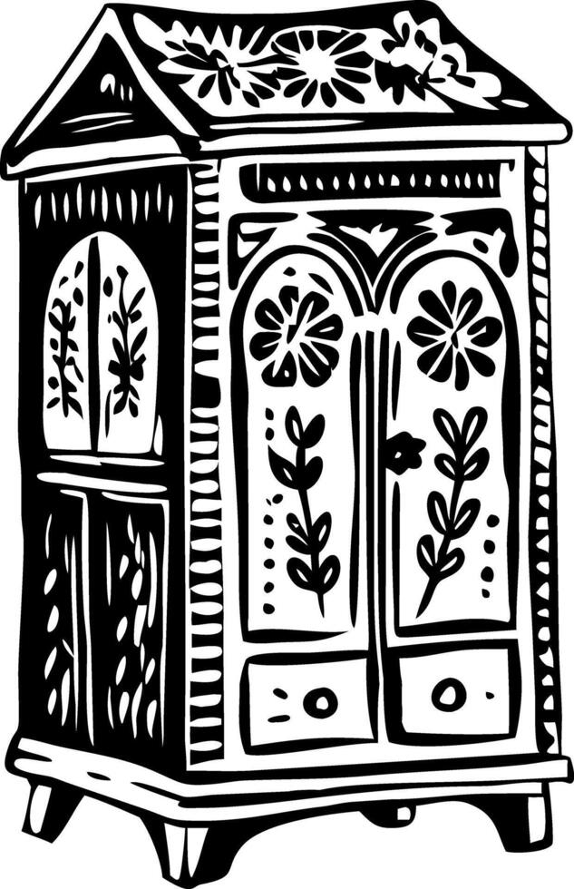 A vintage style illustration of a painted cabinet vector