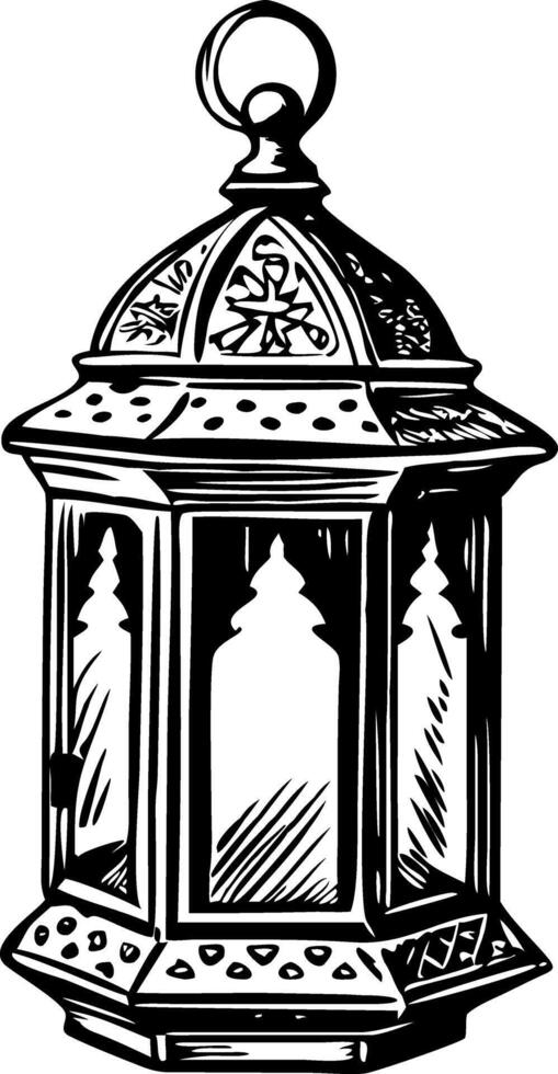 A hand drawn style illustration of a brass lantern vector