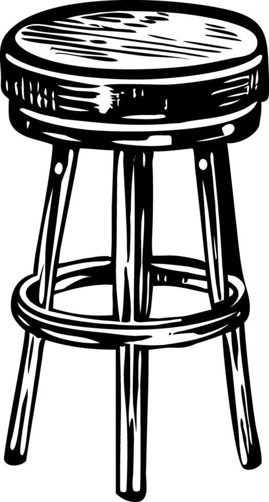 A hand drawn illustration of a bar stool vector