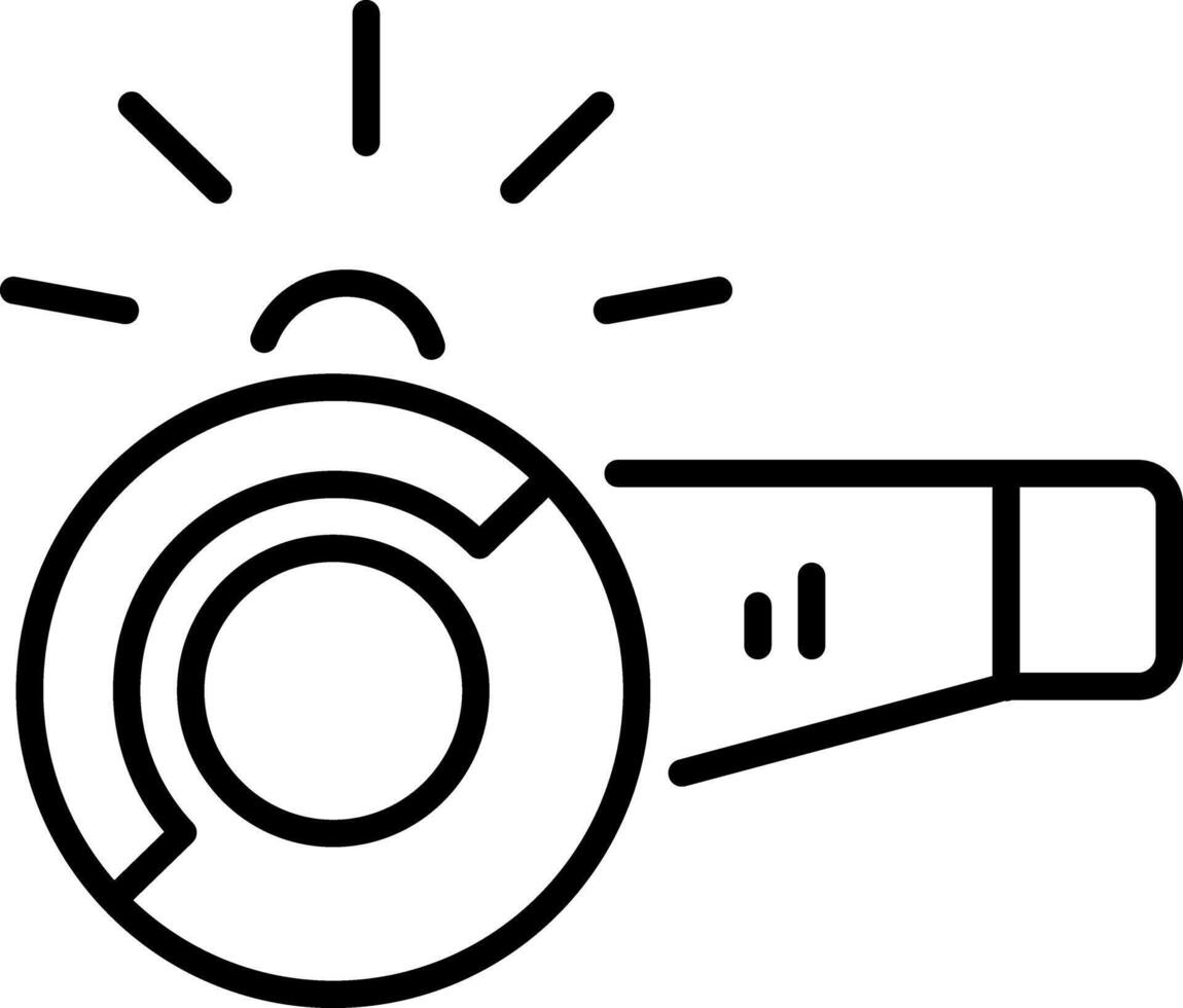 A line icon depicting an emergency whistle vector
