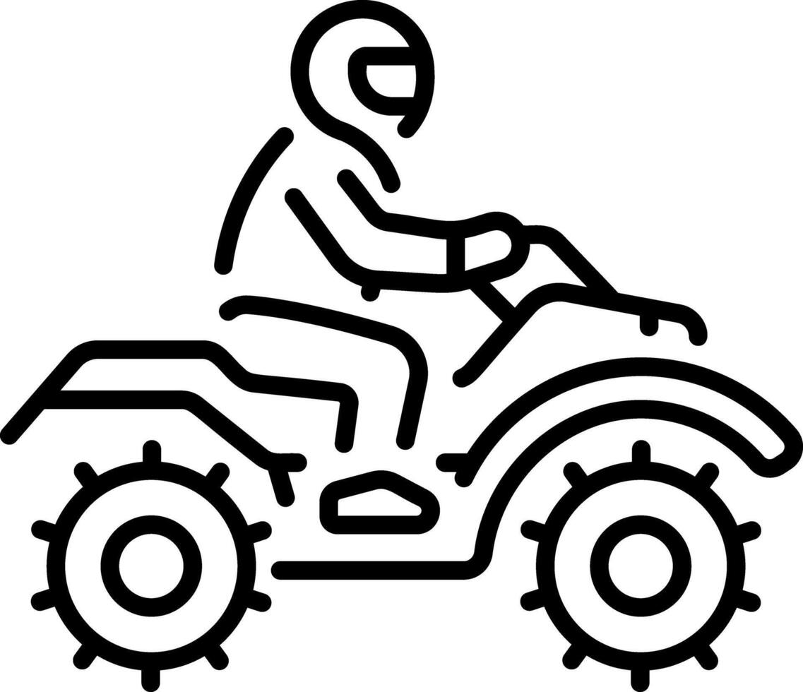 Linear icon depicting a person riding a quad bike vector