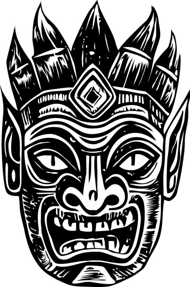 A glyph style illustration of ancient maya mask vector