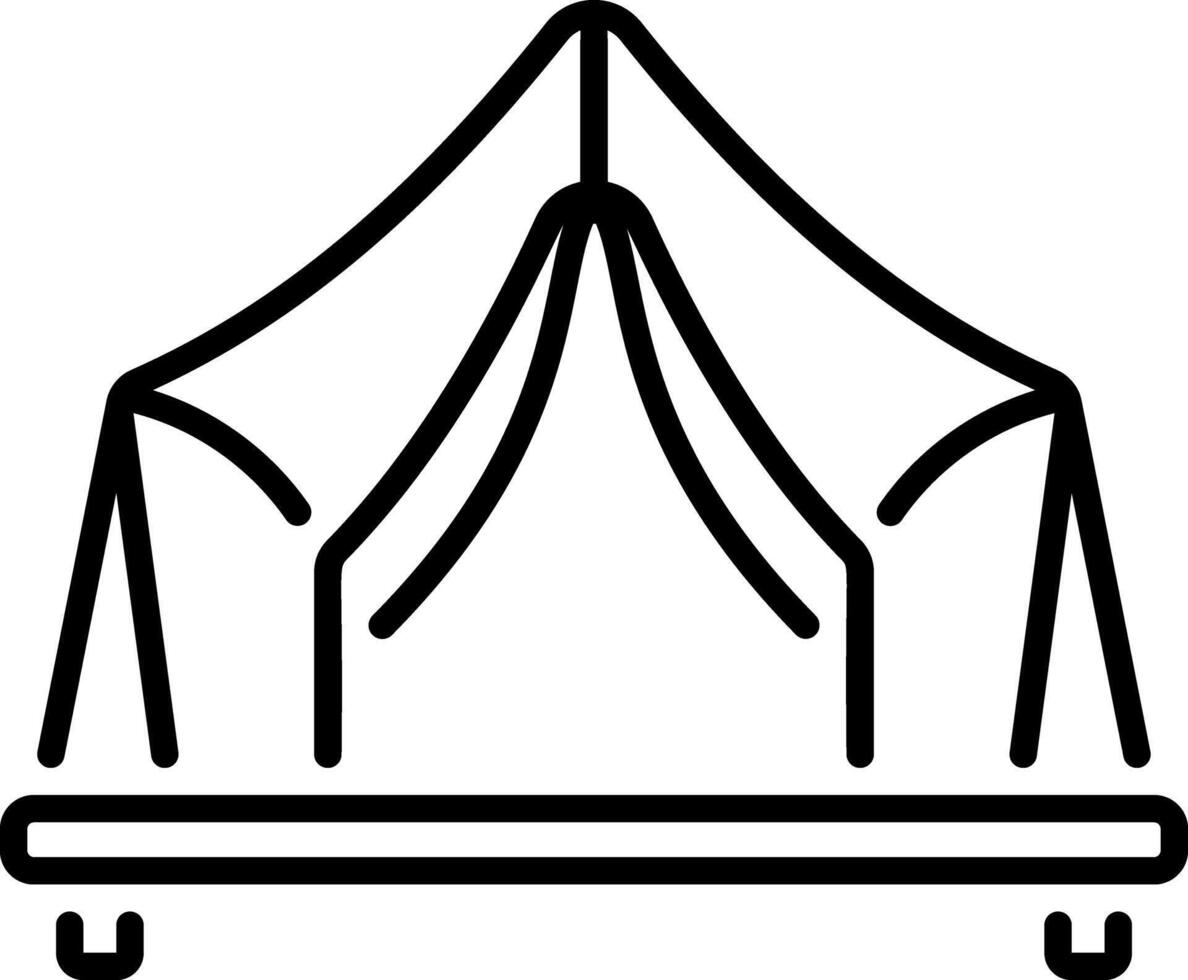 A linear icon showing camping tent vector