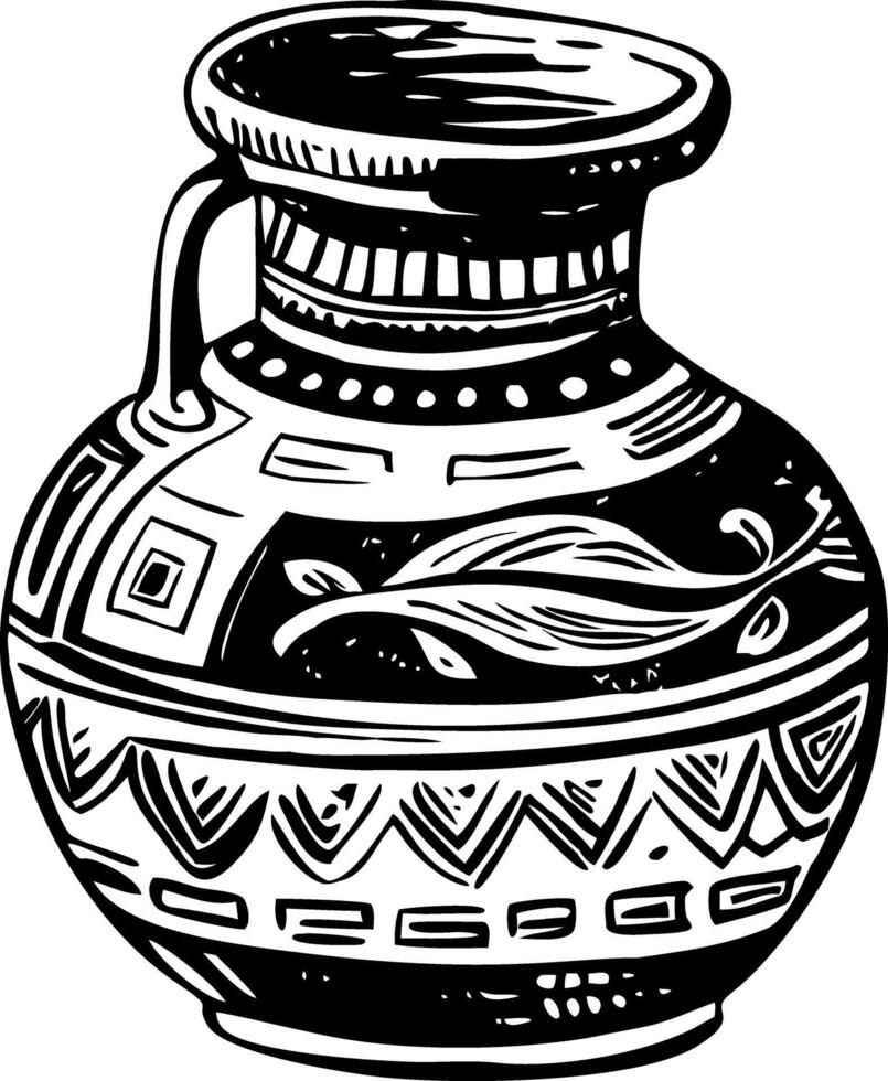 A vintage style illustration of a spouted jar vector