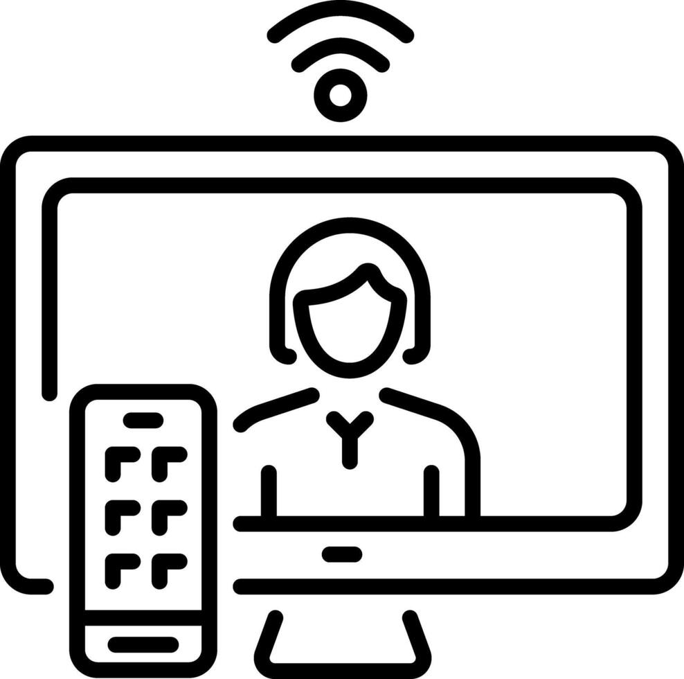 A linear style icon of a smart tv vector