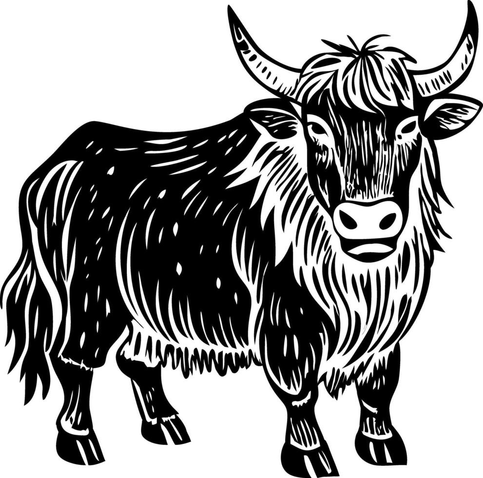 A vintage style illustration of yak vector