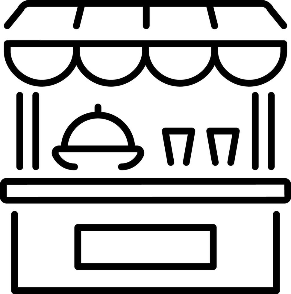 A linear style icon of a food booth vector