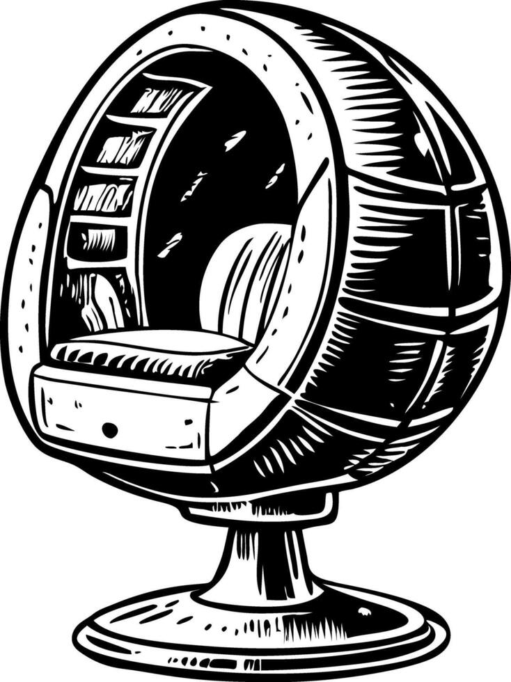 A hand drawn illustration of a pod chair vector