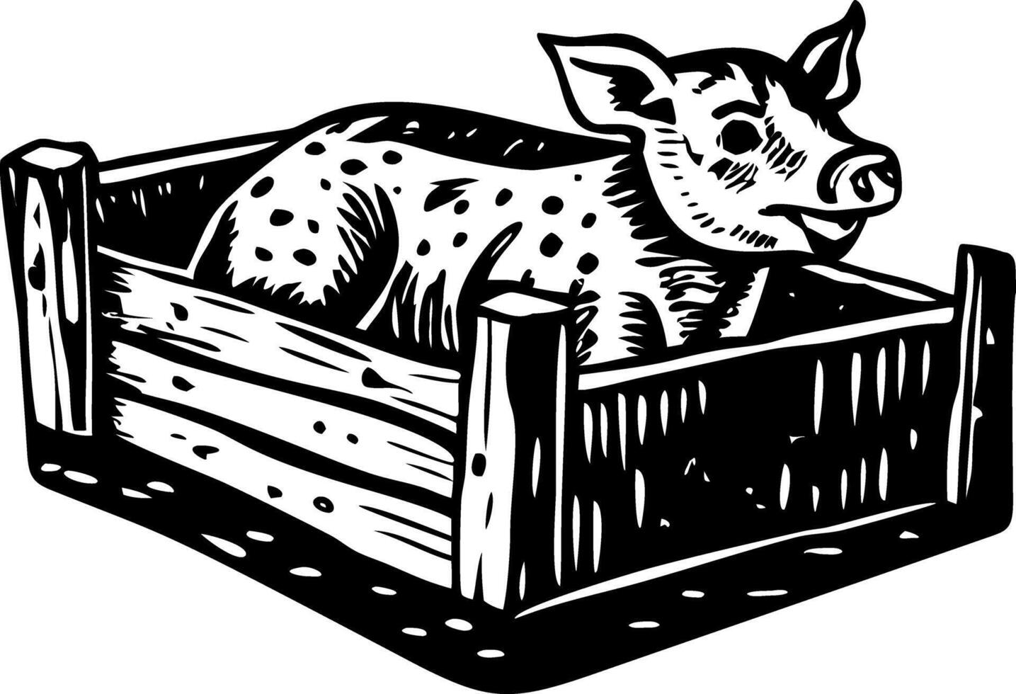 Pig hen illustration in vintage style vector
