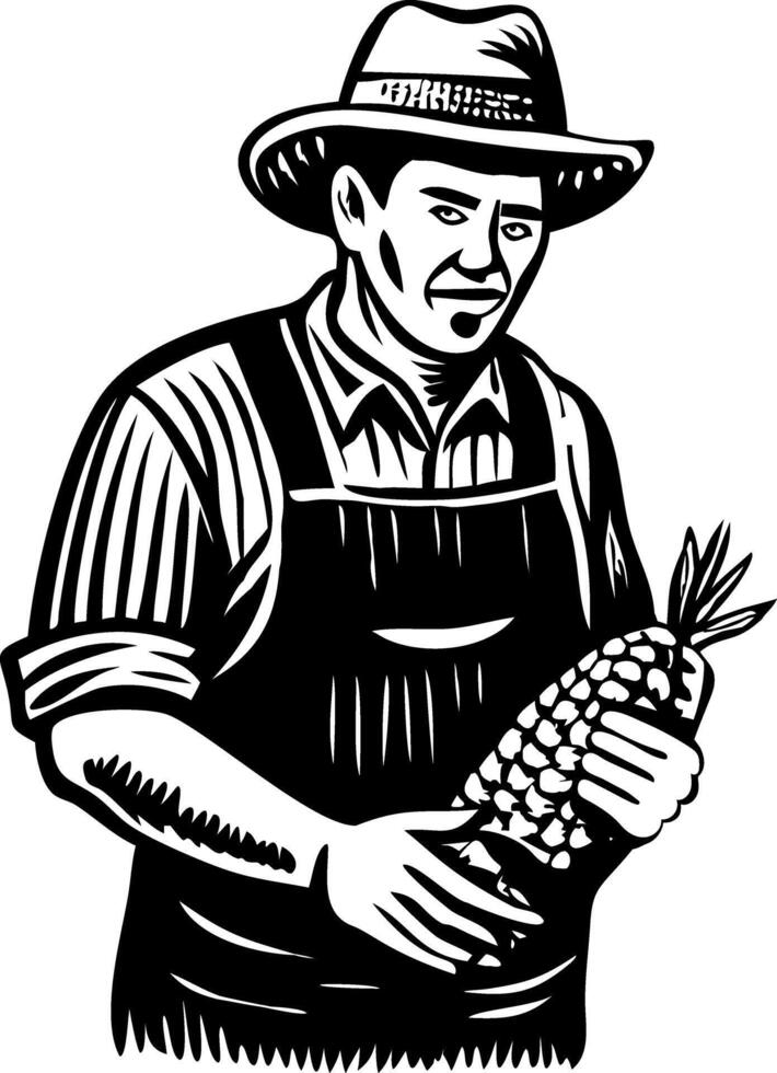 A vintage style illustration of a corn farmer vector