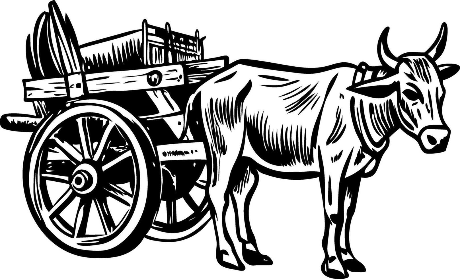 Ox cart illustration in vintage style vector