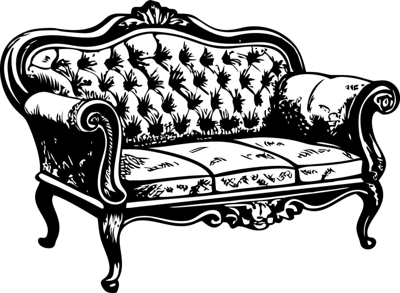 A hand drawn illustration of victorian settee vector