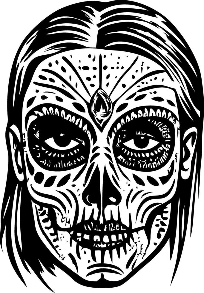 A vintage style illustration of mayan face paint art vector