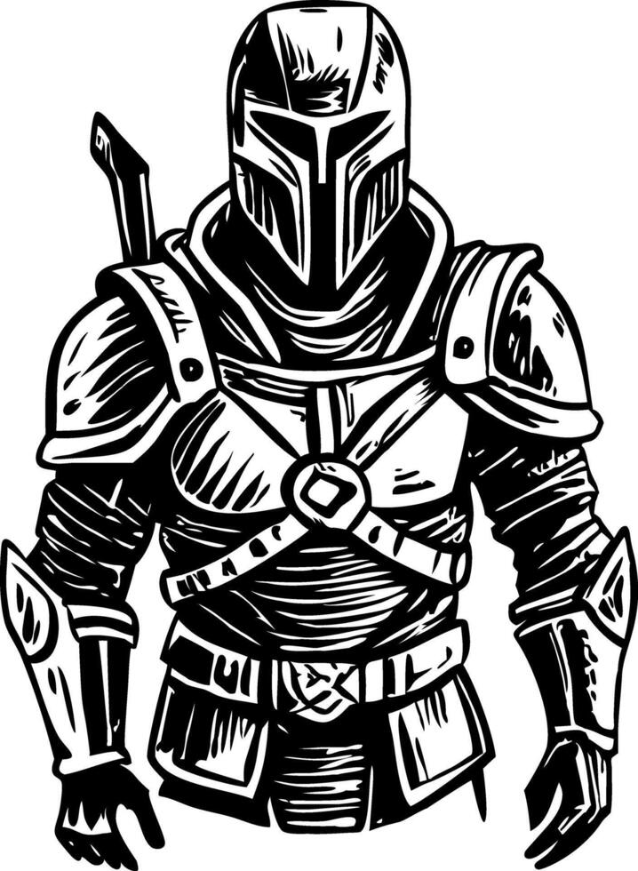 Vintage style illustration of a medieval warrior vector