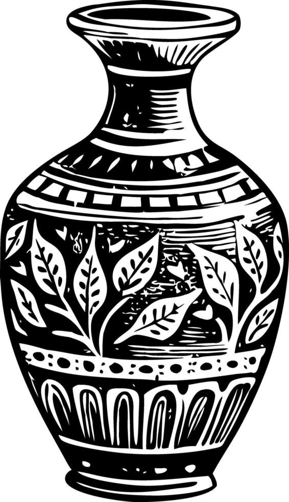 A hand drawn illustration of porcelain vase vector