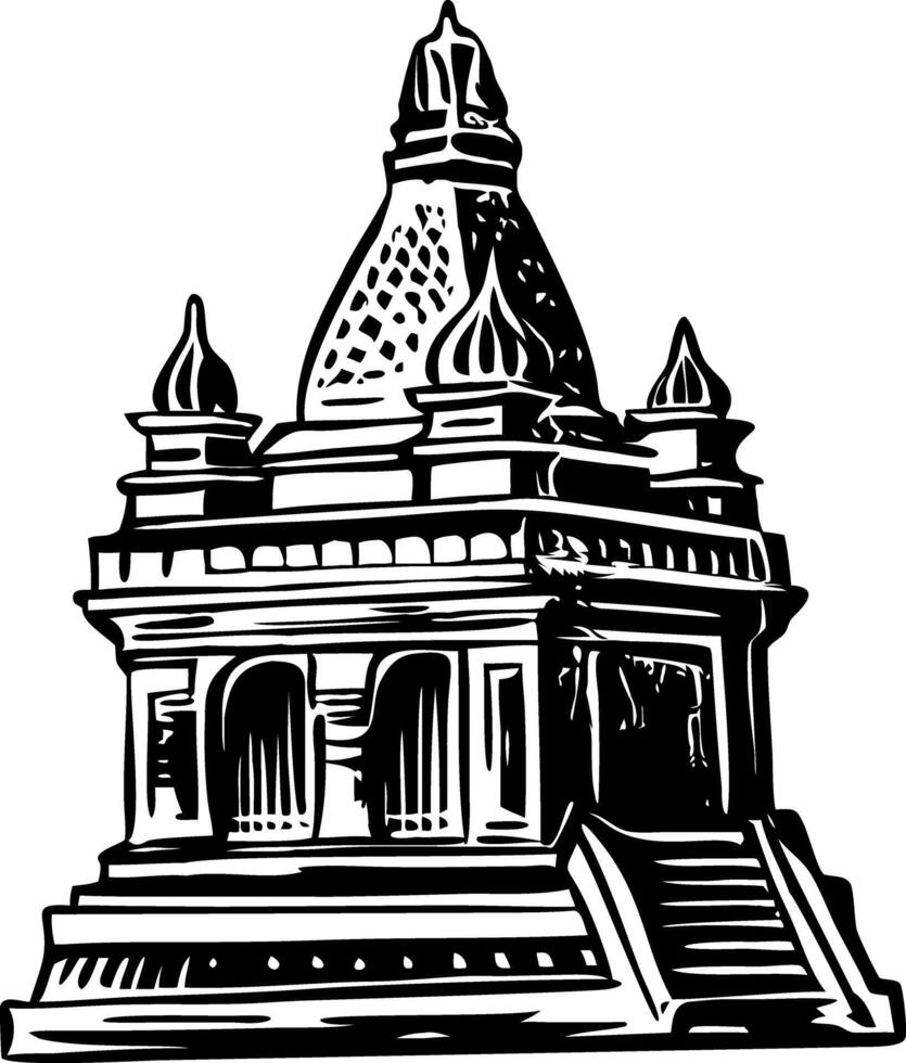 A vintage style illustration of a mayan temple vector