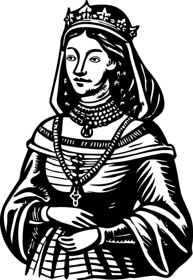 A glyph style illustration of a noble lady vector