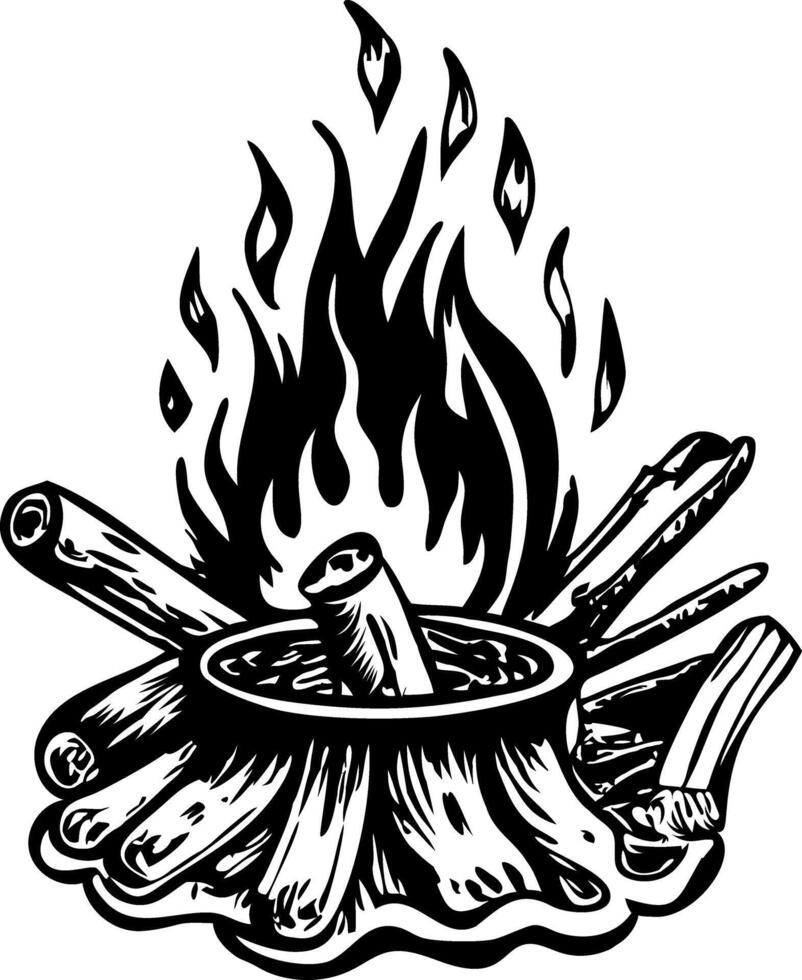 A glyph style illustration of a sacred fire vector