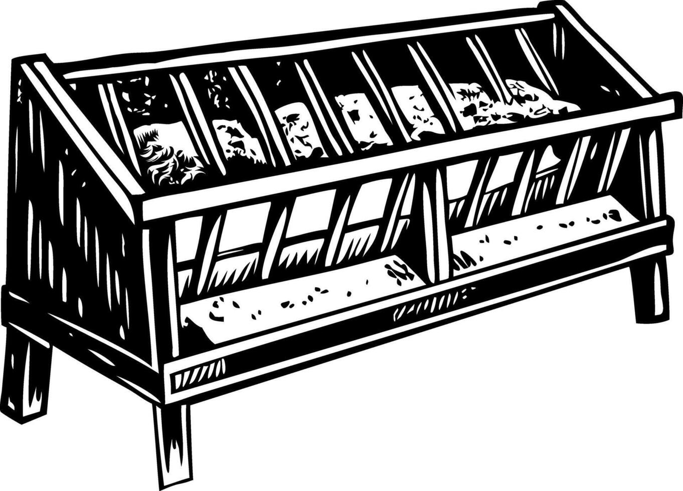 Feed bunk illustration in vintage style vector