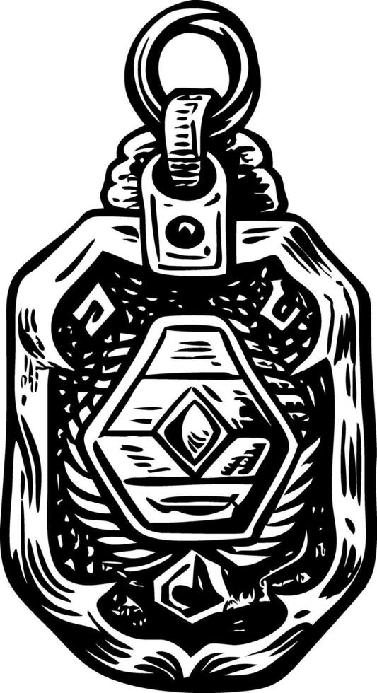 A vintage style illustration of a jade amulet vector