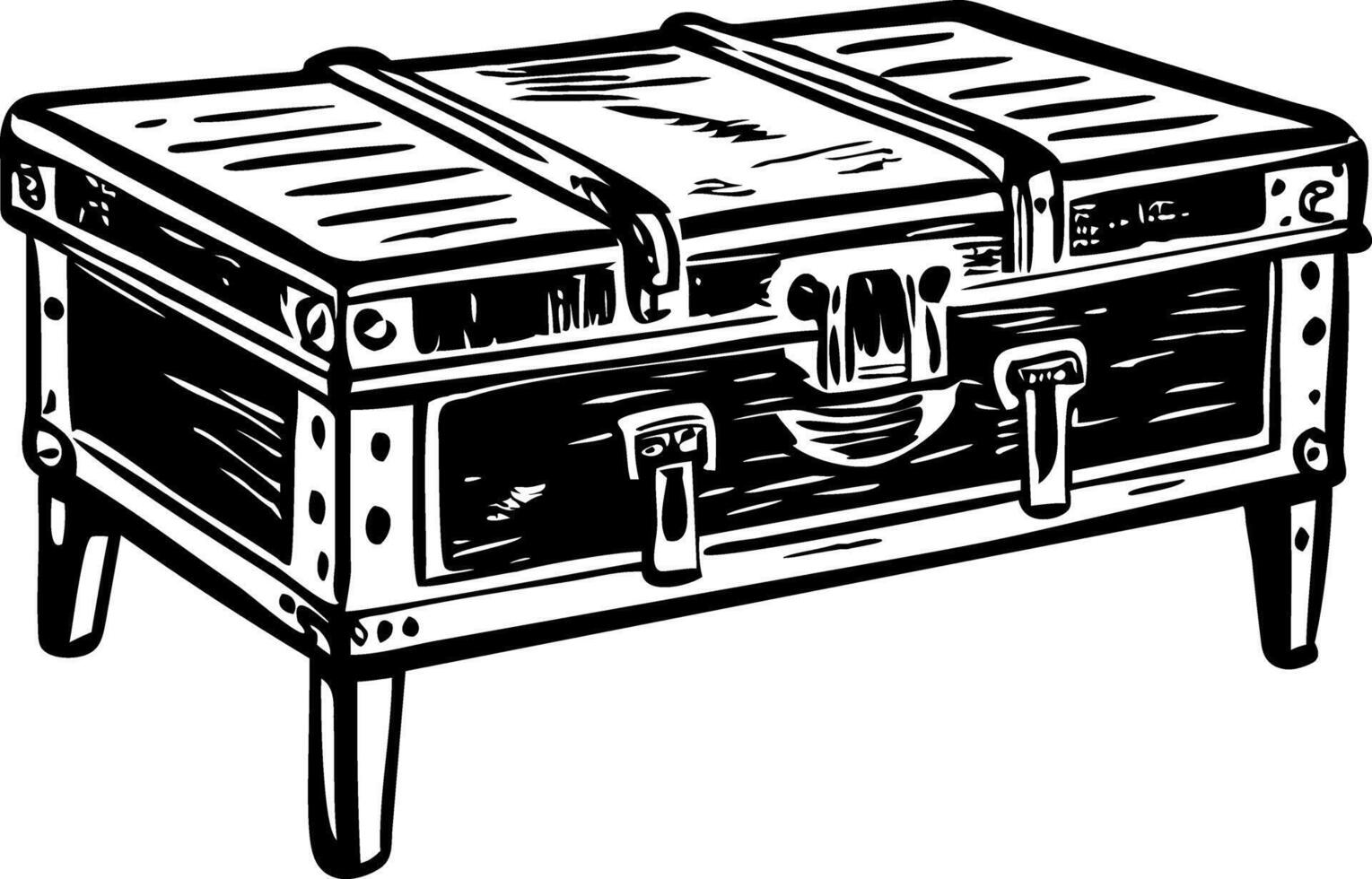 A hand drawn illustration of a steamer table vector