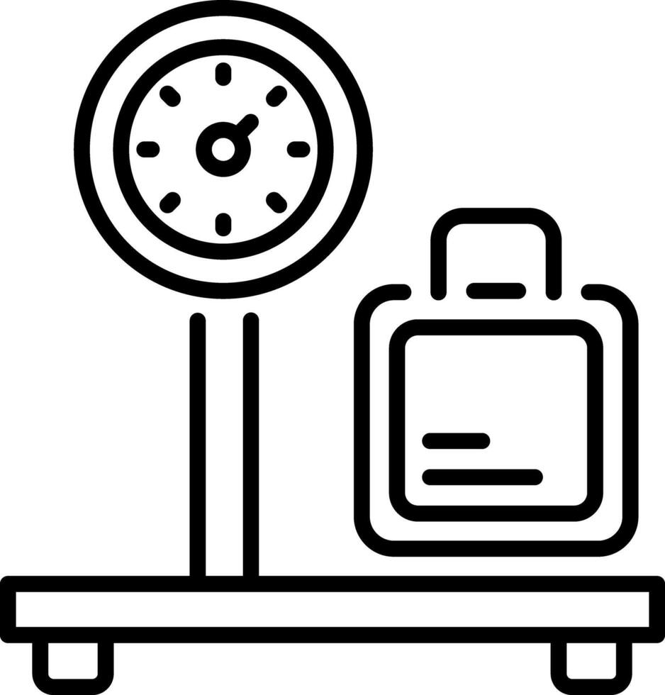 Luggage weight machine icon in linear style vector